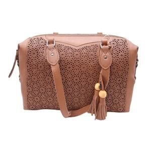 The Sak Purse Bag Satchel Leather Laurel Canyon Tobacco Moroccan Perforated